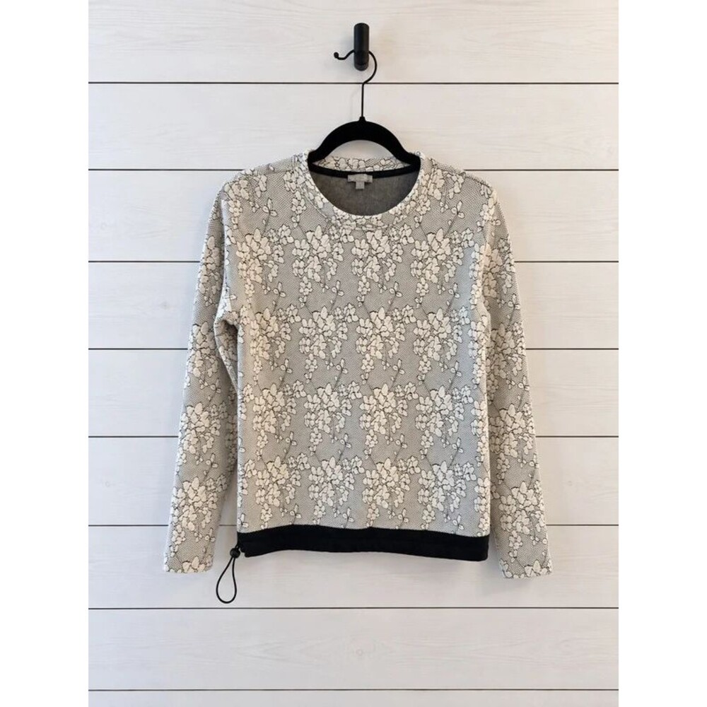 T by Talbots Floral Jacquard Drawstring Hem Pullover